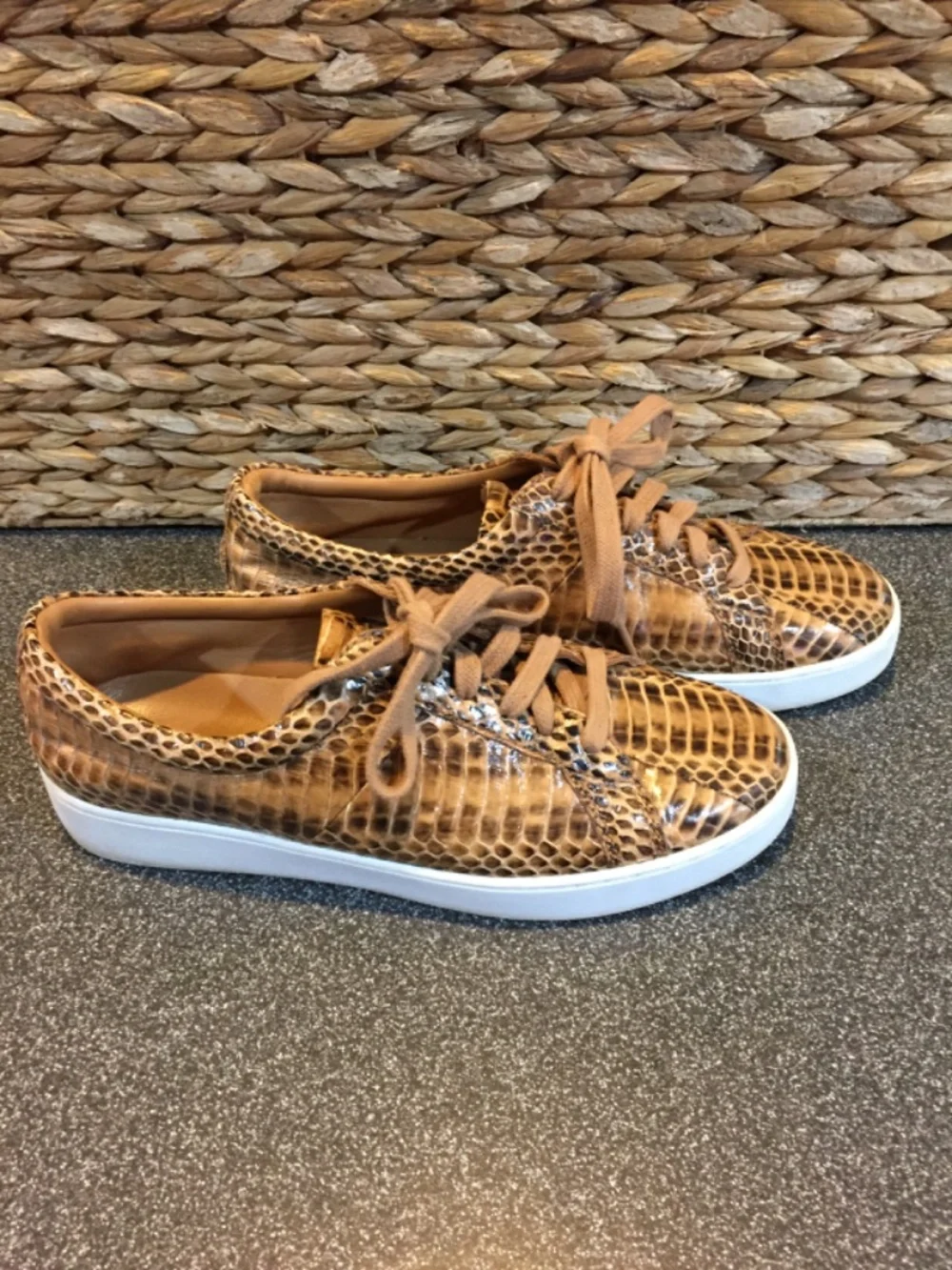 Michael Kors Tan Croc-Embossed Leather Sneakers